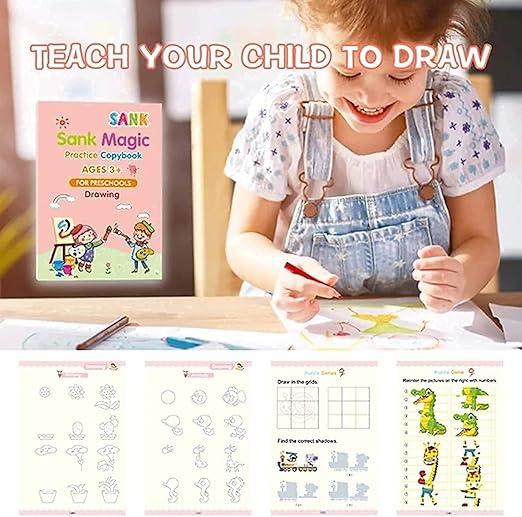 BUYDASH Magic Practice Copybook (4 Books, 1 Pen, 1 Grip, 10 Refills)- 50% Off (Save ₹600)